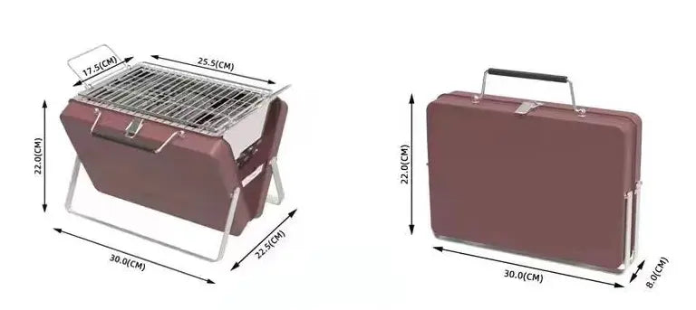 Mini barbecue koffer - Houtskool BBQ - zwart - draagbaar - maat S Coolgods