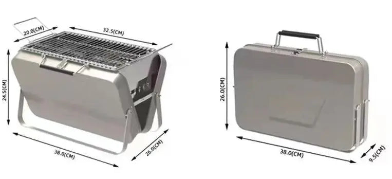 Compacte BBQ - mini barbecue koffer - zwart - draagbaar - maat M