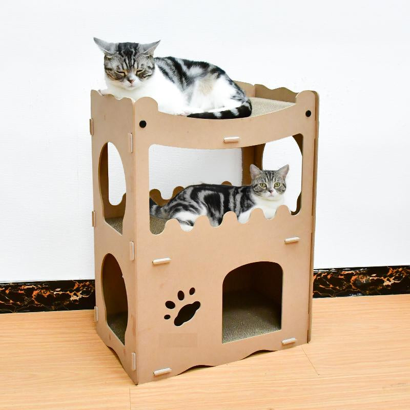 Kattenhuis - duurzaam speelhuis voor katten - karton krabmeubel katten SpirePets