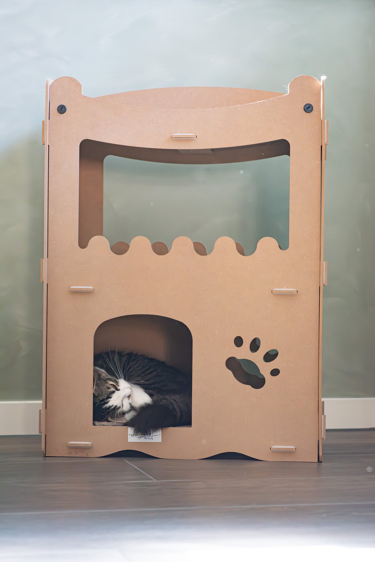 Kattenhuis - duurzaam speelhuis voor katten - karton krabmeubel katten SpirePets