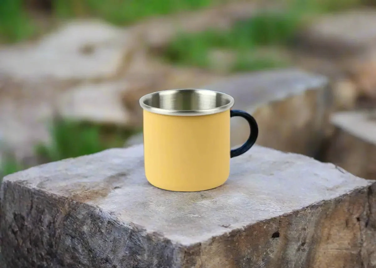 Kampeer mok - beker van roestvrij staal - kalas serie - 400ml - kleur geel Truvii