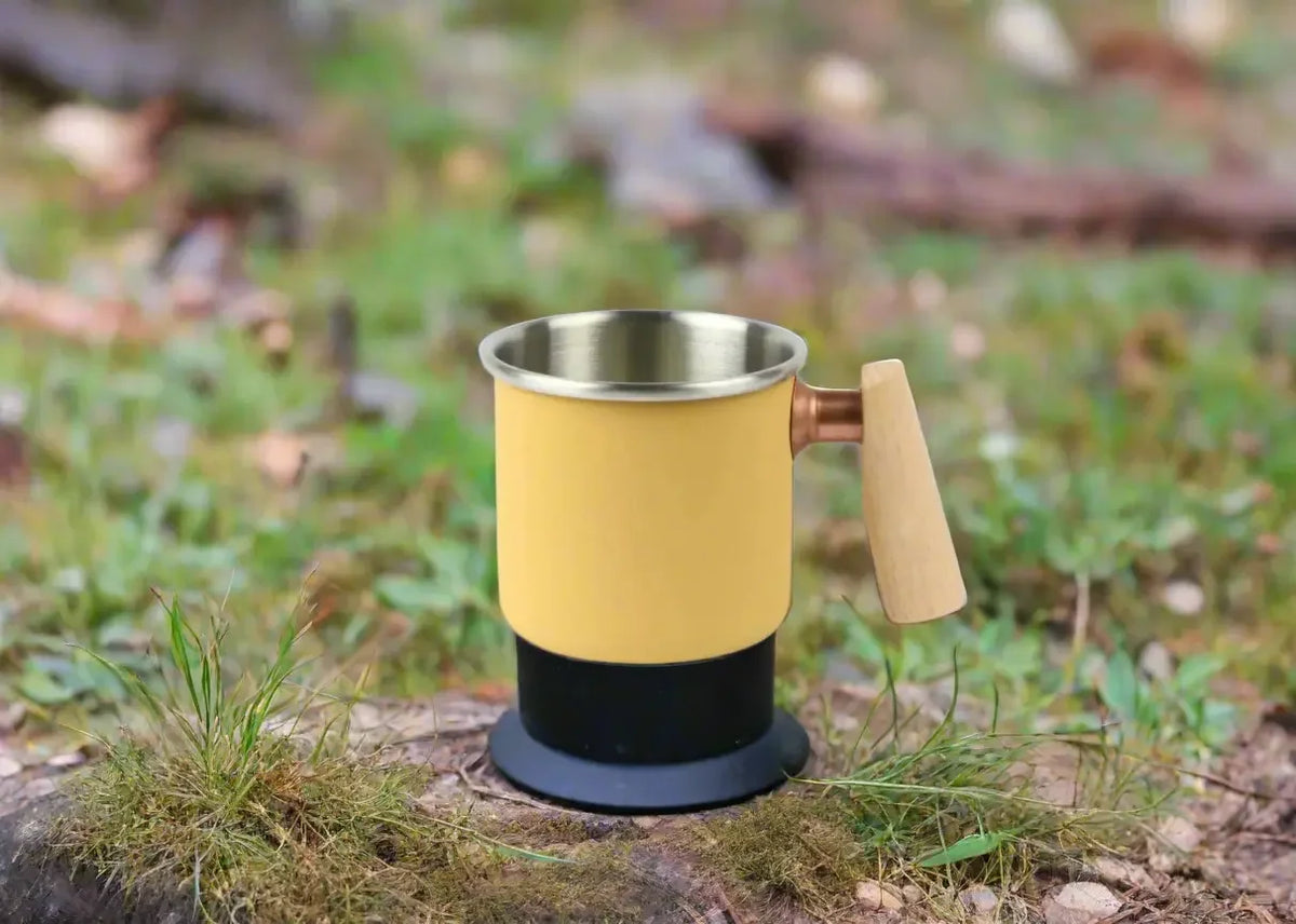Kampeer mok - beker van roestvrij staal - kalas serie - 400ml - kleur geel Truvii