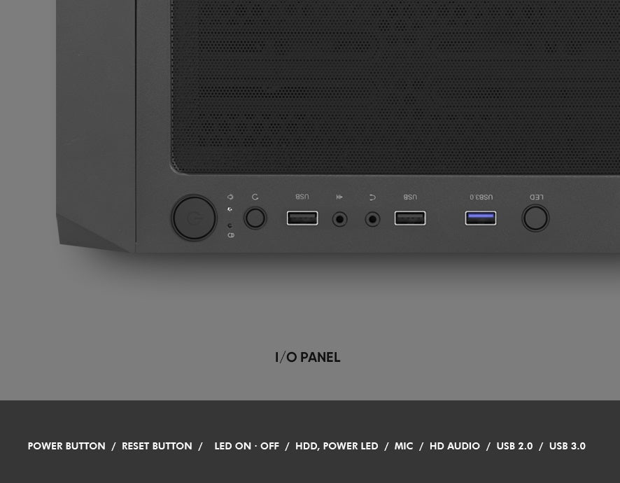 PC-Gehäuse | Schwarz | USB2.0, USB3.0 | 3,5-Zoll-Festplatte * 2, 2,5-Zoll-SSD * 2 | Micro ATX/MINI ATX | VGA-Karte