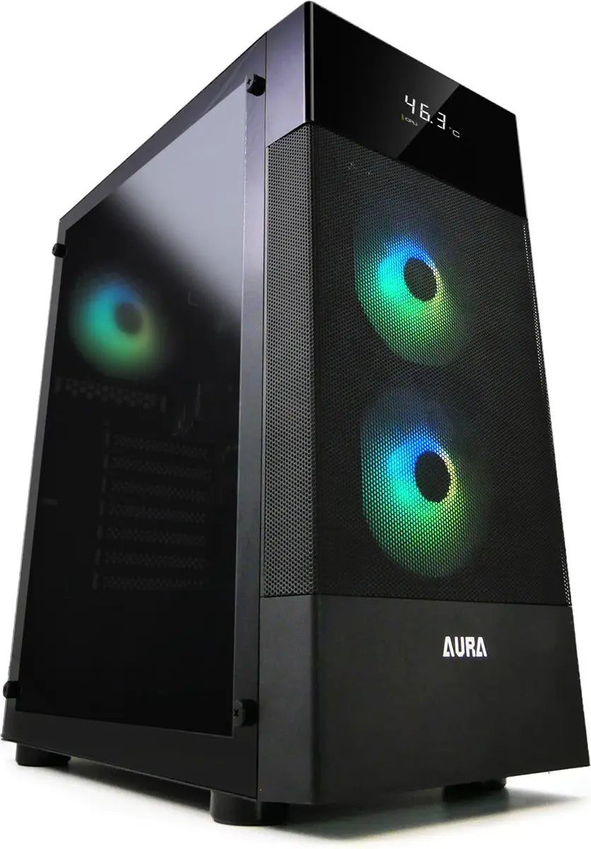 Gamdias Aura GC5 gaming case - computer behuizing met Temperatuur Display en ARGB LED verlichting Gamdias