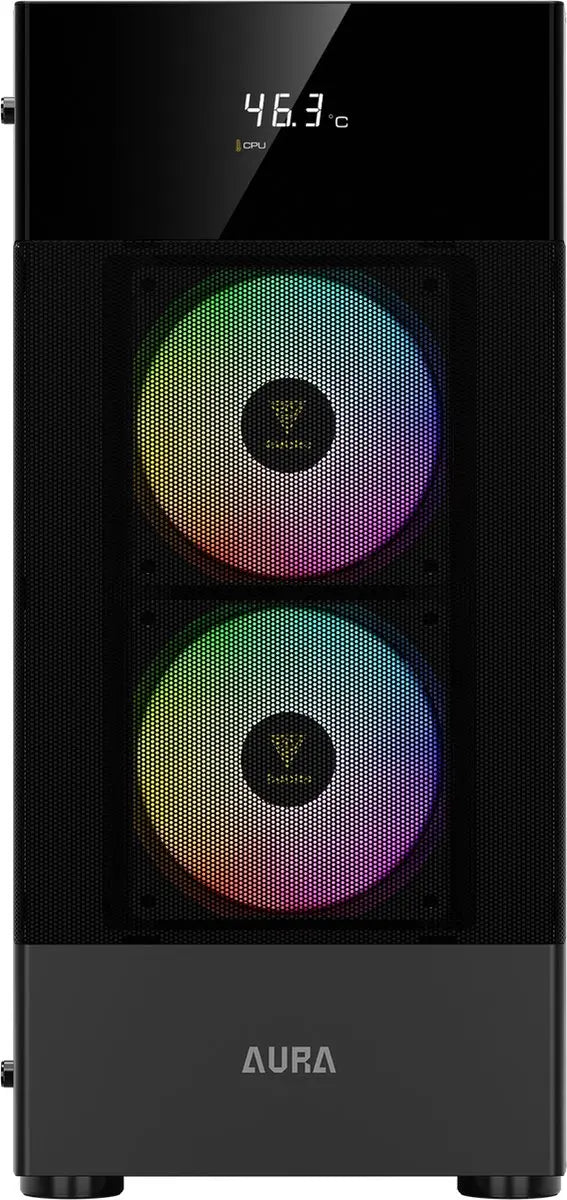 Gamdias Aura GC5 gaming case - computer behuizing met Temperatuur Display en ARGB LED verlichting Gamdias