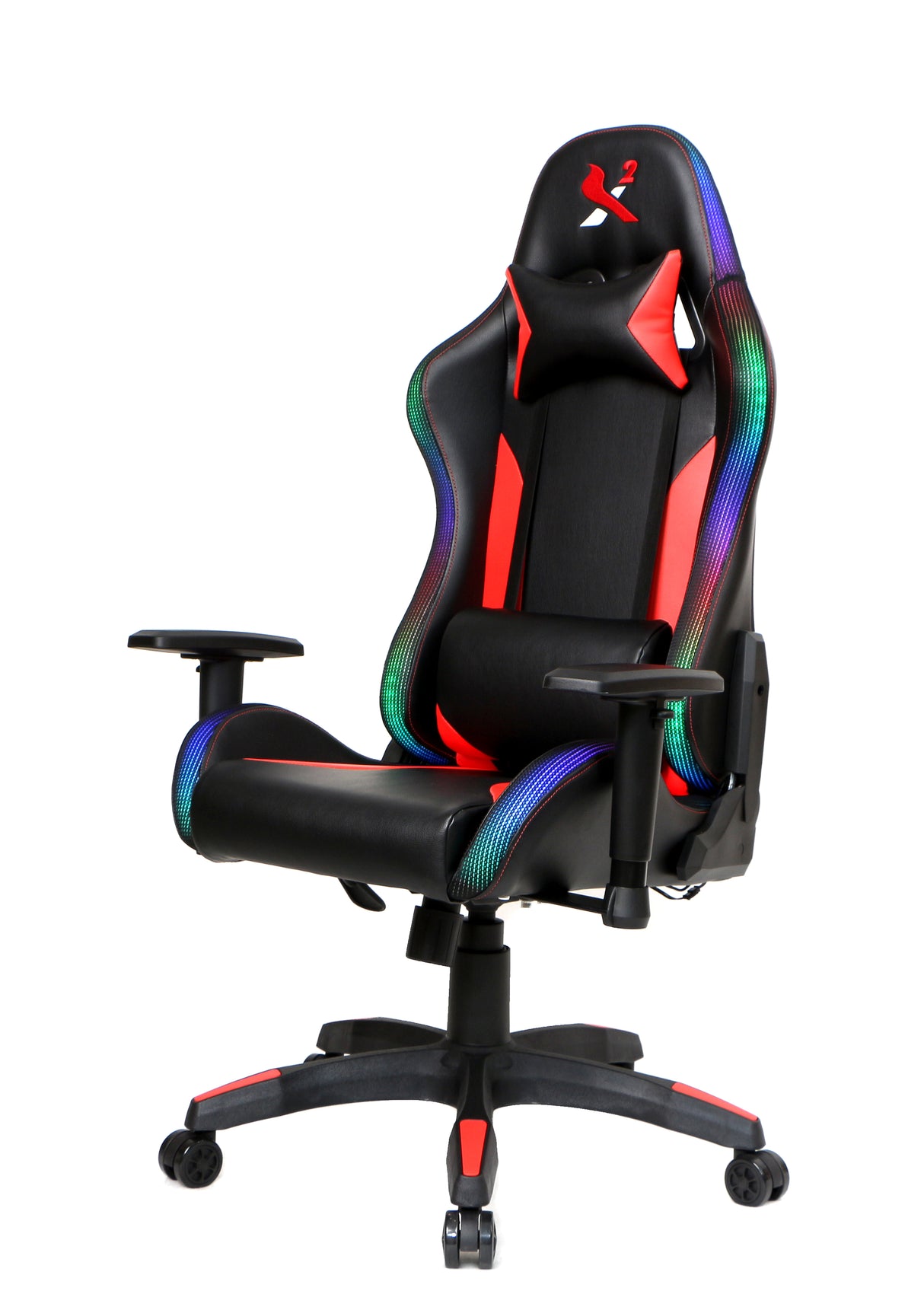 X2 Gaming Stoel - Met nekkussen Verstelbaar - RGB Lichten - Ergonomisch - Bureau Stoel - PVC leer - Nylon Wielen - 54x69.5x133cm (LxWxH) Spire
