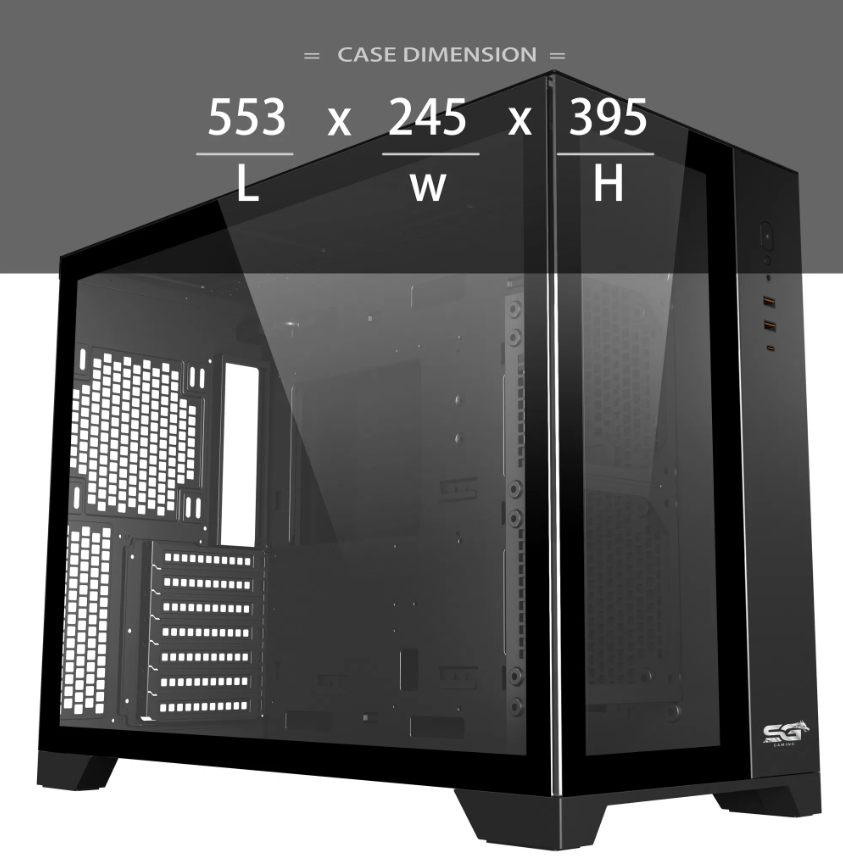 Sahara gaming behuizing - Gehard glas - Zwart - RGB compatible Sahara