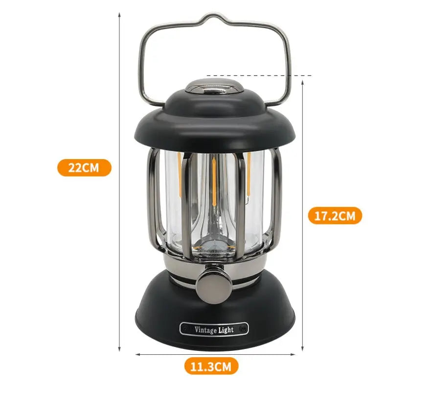 Campinglamp voor buiten - USB oplaadpoort - Licht-dimeffect - Zwart Spire