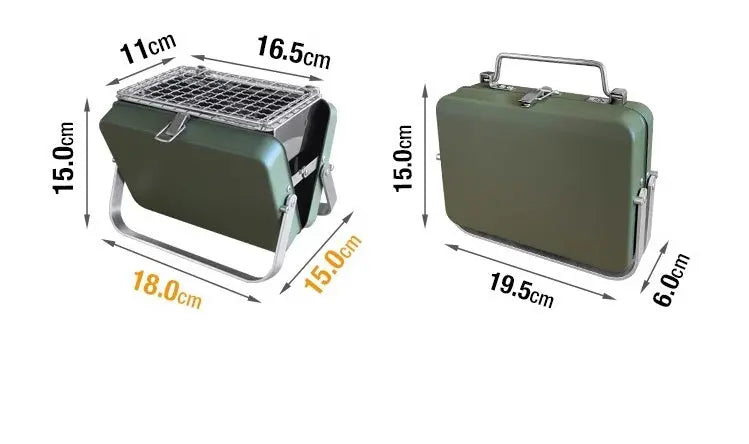 Compacte BBQ - mini barbecue koffer - groen - draagbaar - maat XS Coolgods