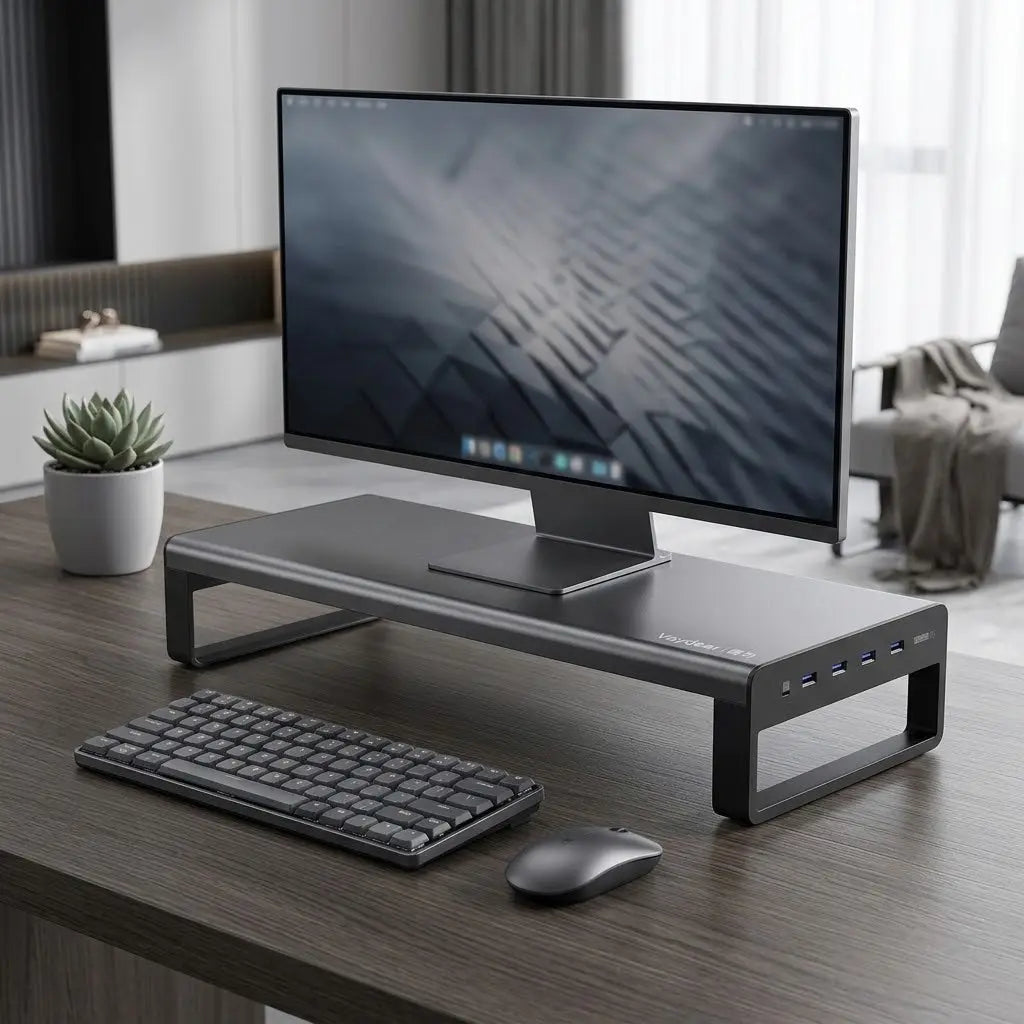 Multifunctionele monitor standaard - aluminium - 4x USB3.0 hub