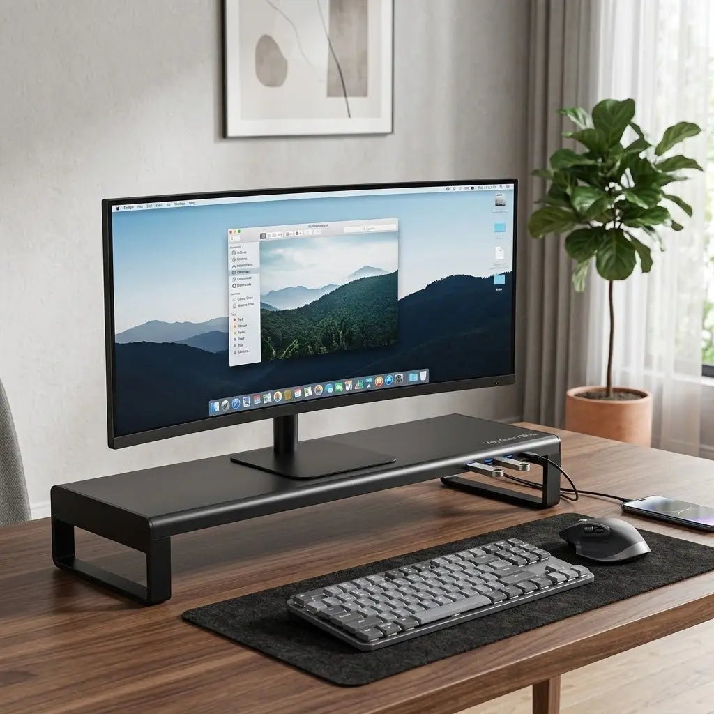 Multifunctionele monitor standaard - aluminium - 4x USB3.0 hub