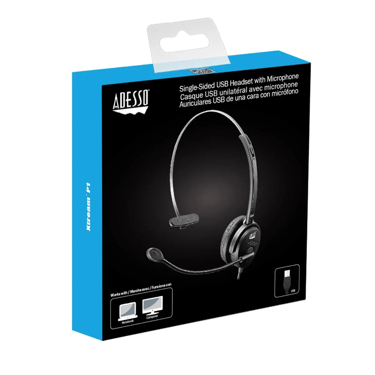 Xtream P1 Enkelzijdige koptelefoon met microfoon | Headset | USB aansluiting | 3,5 mm audiopoort Adesso