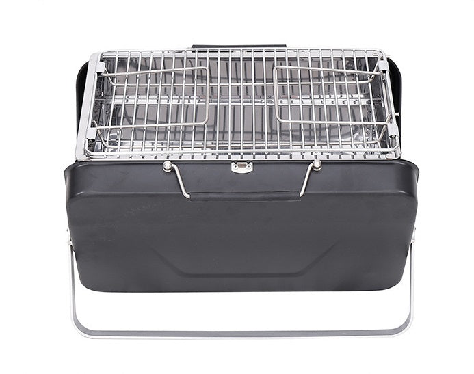 Compacte BBQ - mini barbecue koffer - zwart - draagbaar - maat S - Coolgods.nl