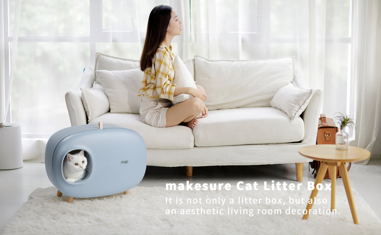 Kattenbak van Makesure - One size fits all - Designprijs Winaar - Licht Blauw SpirePets