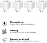 Woox R6113 4-Pack - Slimme Stekker met Tijdschakelaar en Energiemeter - Werkt met Alexa en Google Assistant