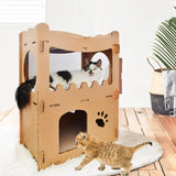 Kattenhuis - Duurzaam speelhuis voor katten en poezen - Karton Afmetingen 535*310*705mm Coolgods