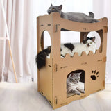 Kattenhuis - Duurzaam speelhuis voor katten en poezen - Karton Afmetingen 535*310*705mm Coolgods